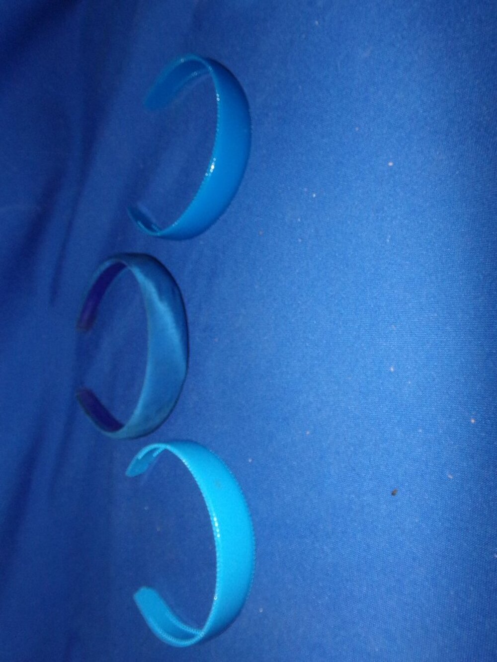 Set of 3 Vintage Blue Hair Headbands - 2 Plastic & 1 Material Covered